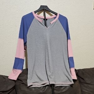Torrid Blue and Pink Long Sleeve Tee